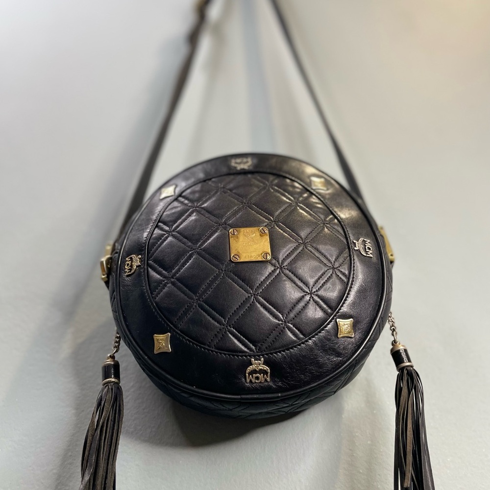 MCM Black Quilted Leather Round Crossbody - Picture 5 of 11